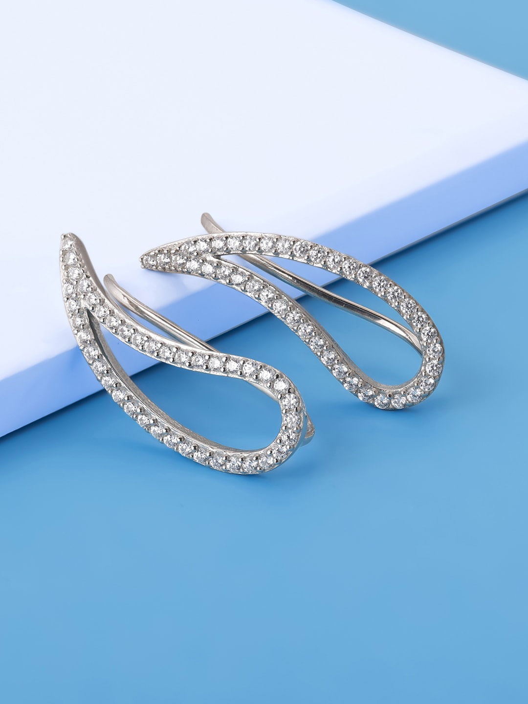 

GIVA Rhodium-Plated Contemporary Studs Earrings, Silver
