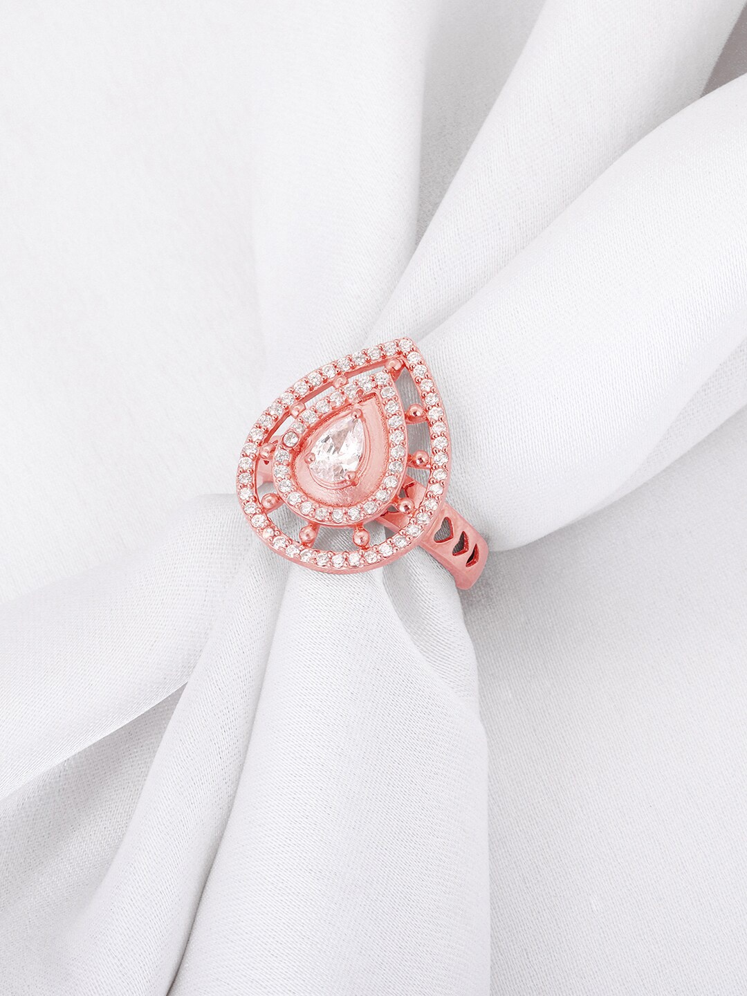 

GIVA 925 Sterling Silver Rose Gold-Plated Stone-Studded Ring