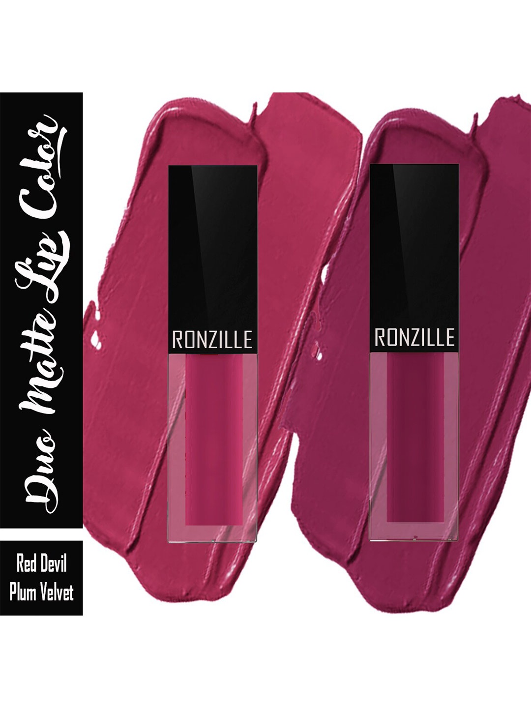 

Ronzille Duo Matte Liquid Lipstick 2.5ml Each - Berry 02 & Wine 06, Pink