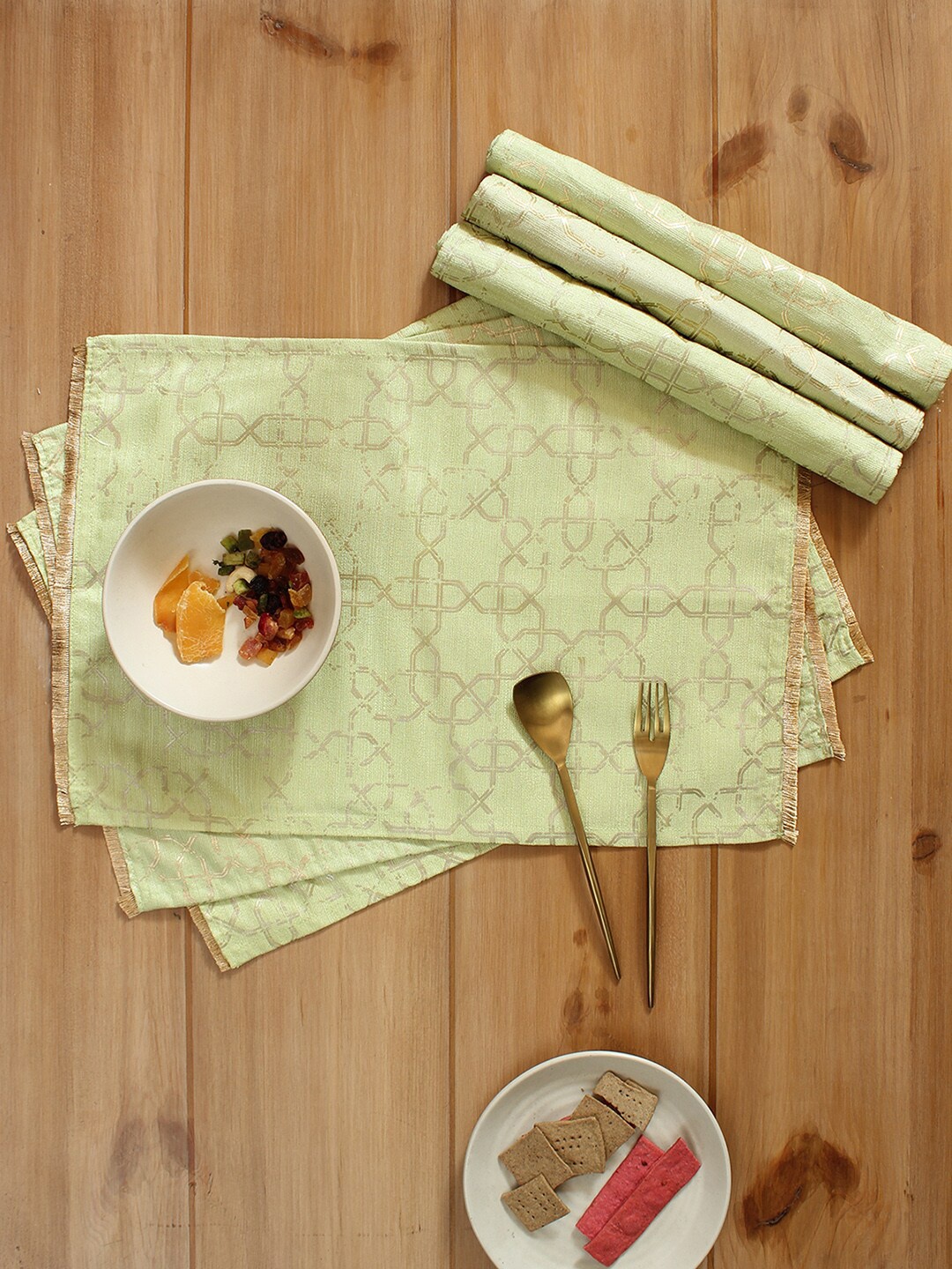 

House This 6-Pieces Green Printed Table Placemats