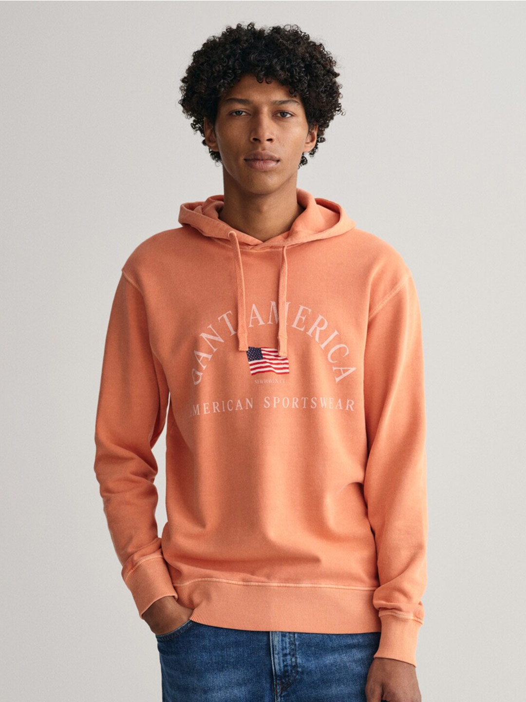 

GANT Men Printed CottonHooded Sweatshirt, Orange