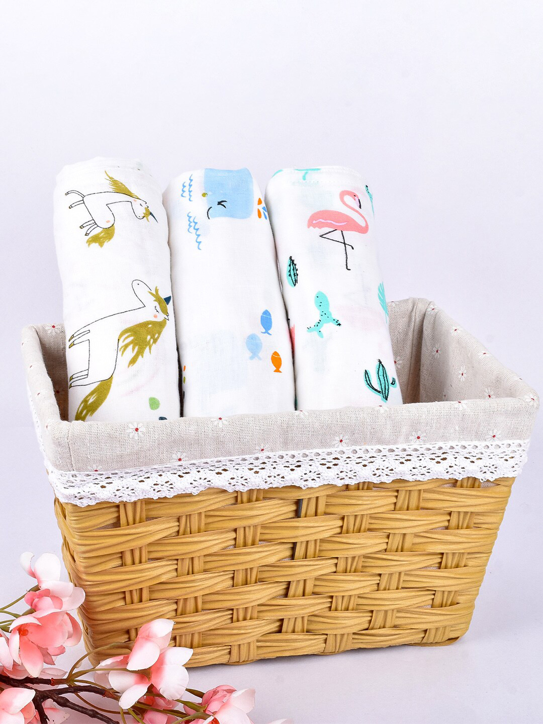 

Moms Home Pack of 3 Organic Cotton Supersoft Baby Muslin Swaddle, Multi