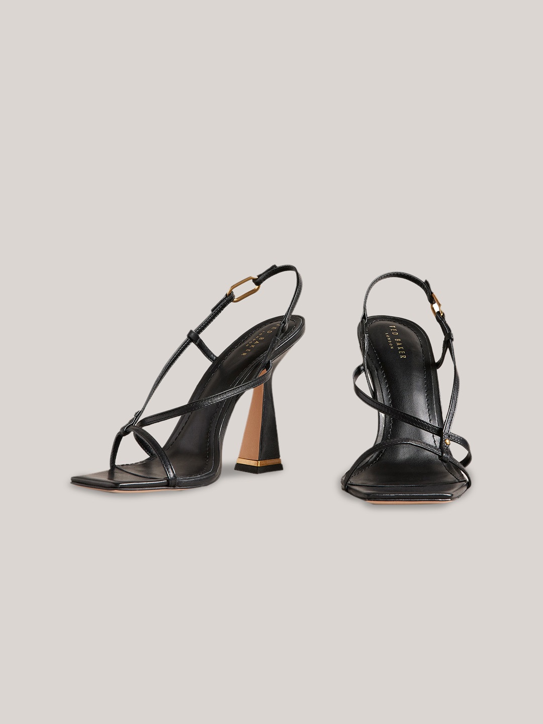 

Ted Baker Strappy Leather Block Heels, Black