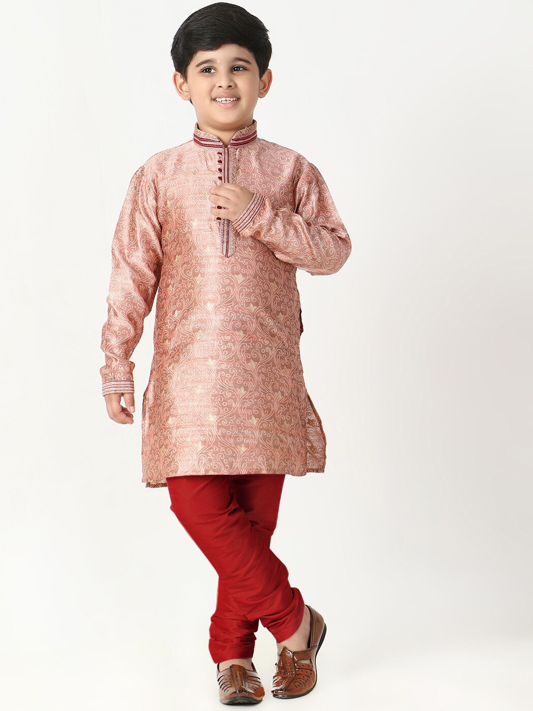 

Pro-Ethic STYLE DEVELOPER Boys Ethnic Motifs Printed Thread Work Kurta with Pyjamas, Pink