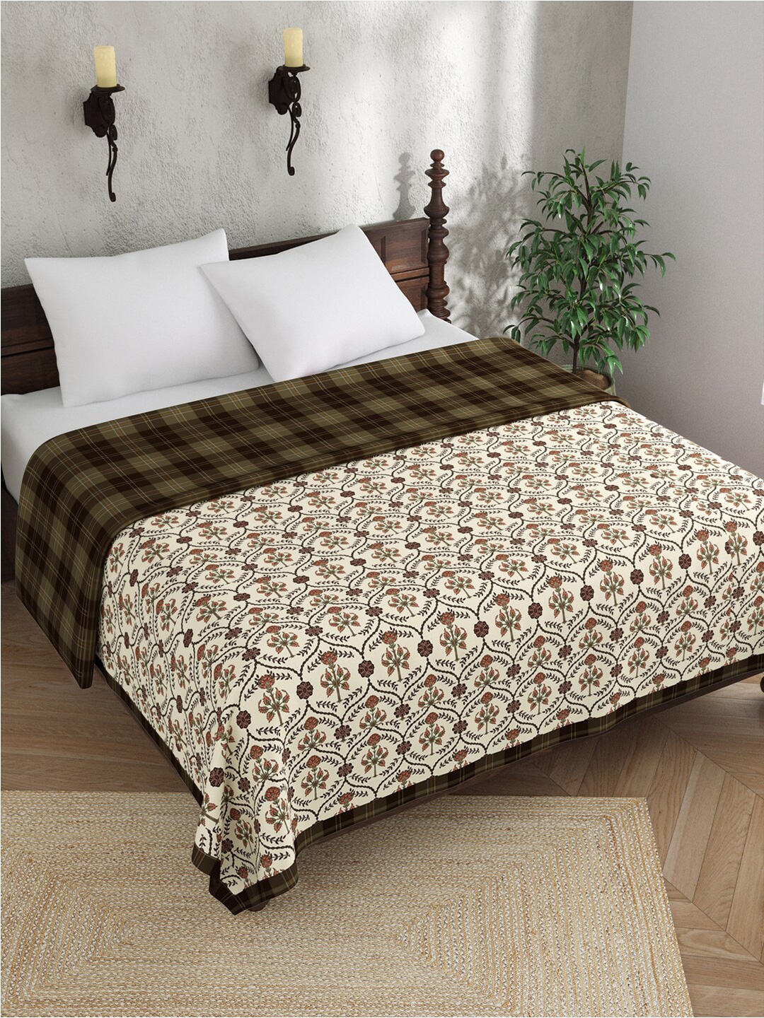 

EverHOME Yuvika Brown & Beige Ethnic Motifs AC Room 120 GSM Cotton Double Bed Dohar