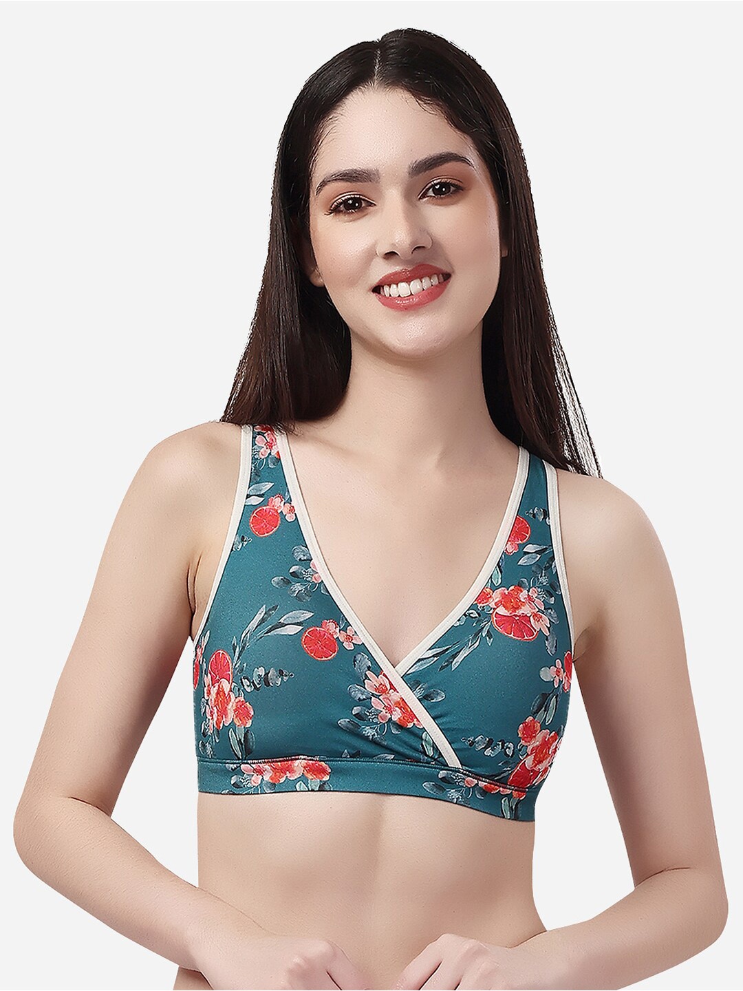 

Soie Women Non Padded Non Wired Lounge Bra with Removable Cups, Green