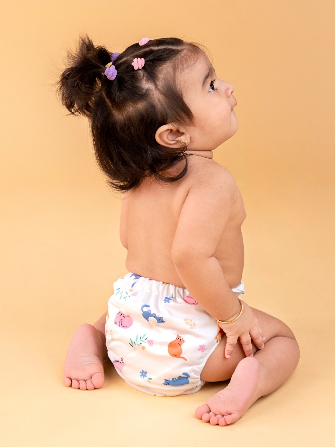 

haus & kinder Infants Meow Reusable Cloth Diaper With Cotton Insert & Booster Pads, Pink