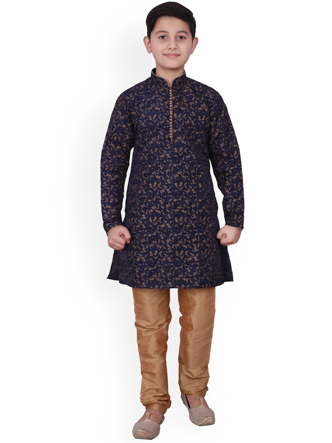 

Pro-Ethic STYLE DEVELOPER Boys Floral Regular Kurta with Churidar, Navy blue