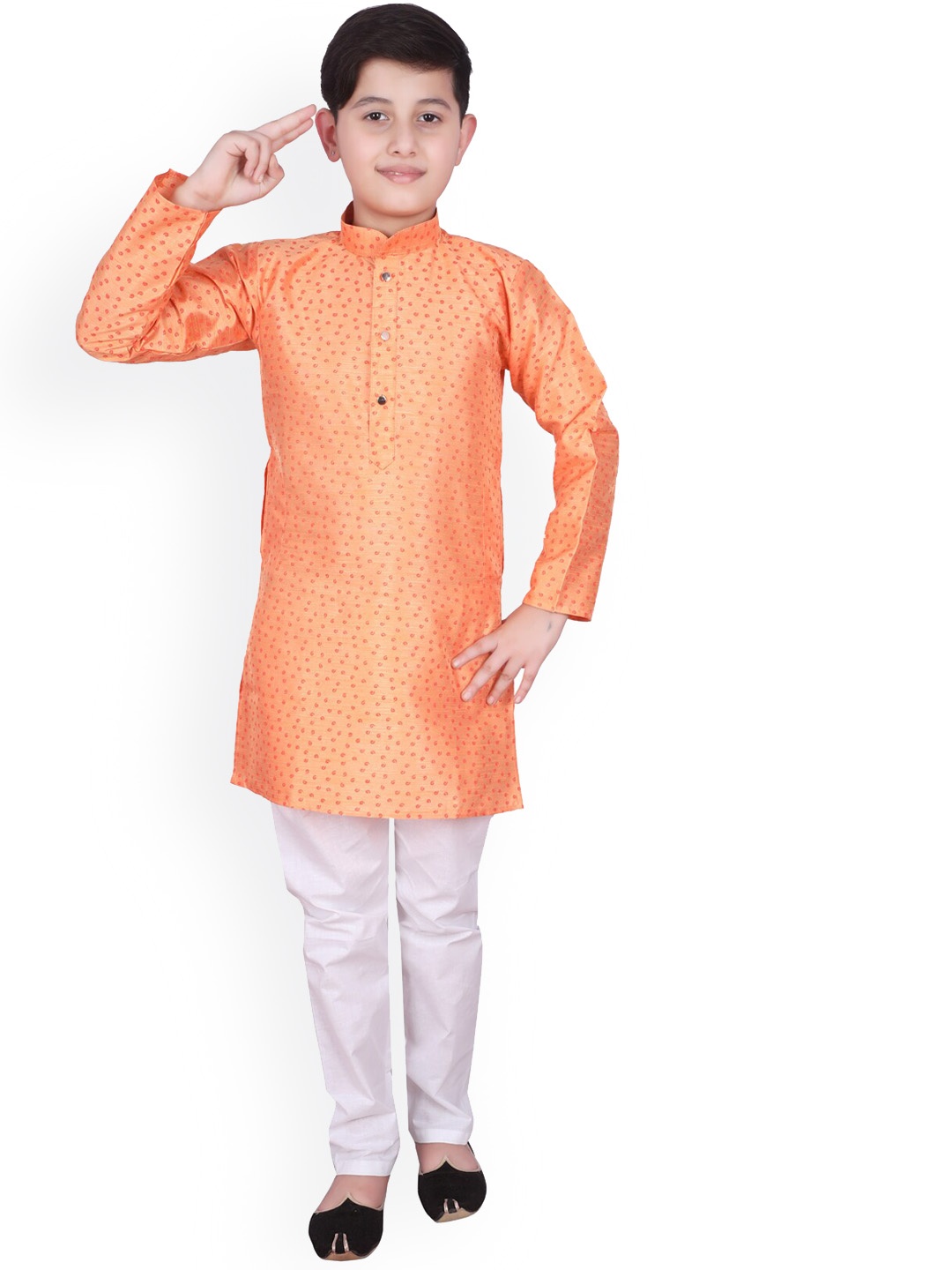 

Pro-Ethic STYLE DEVELOPER Boys Geometric Printed Kurta with Pyjamas, Orange