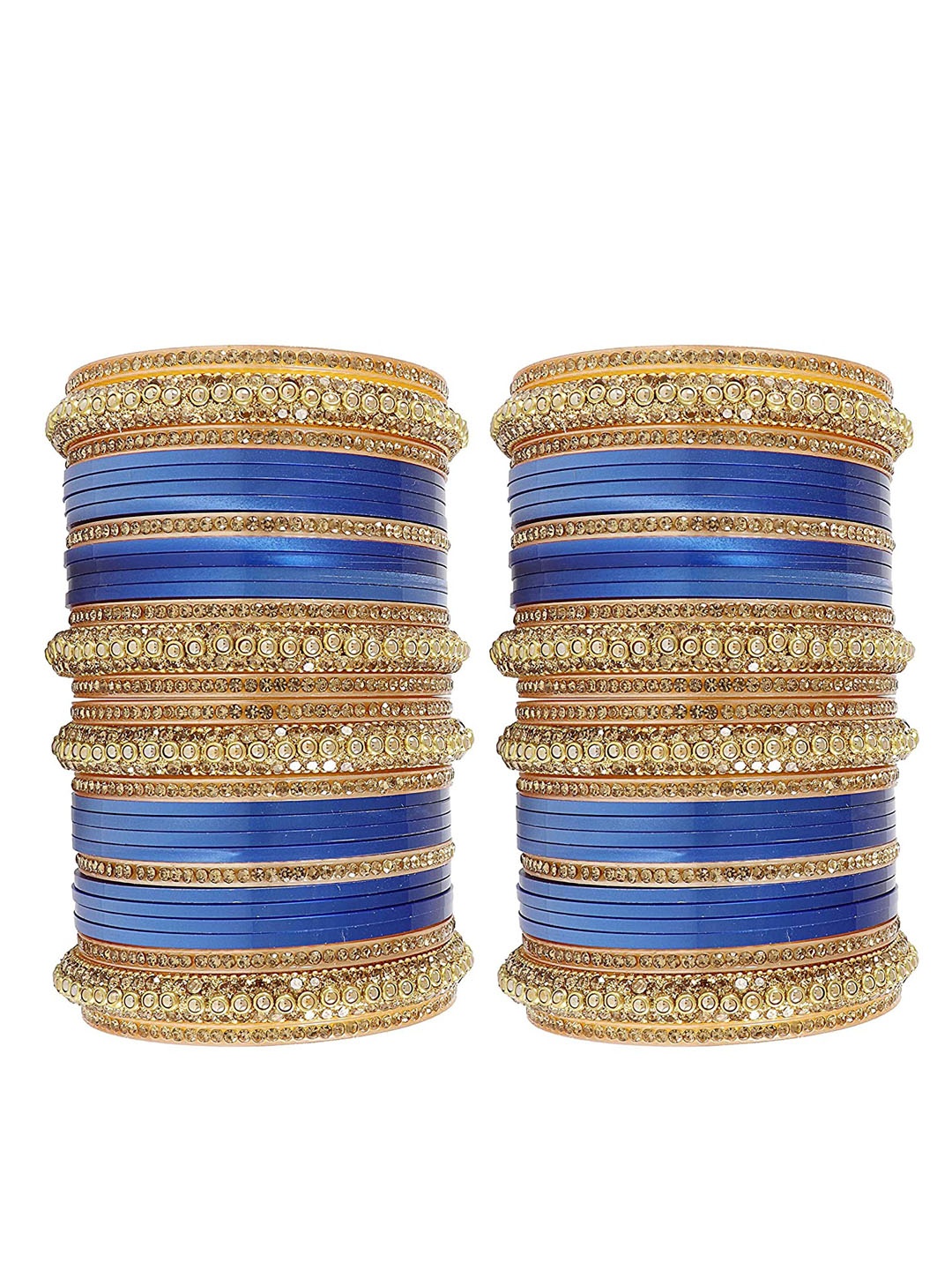 

NMII Set Of 60 Gold-Plated Zircon-Studded Glossy Finished Plastic Bangles