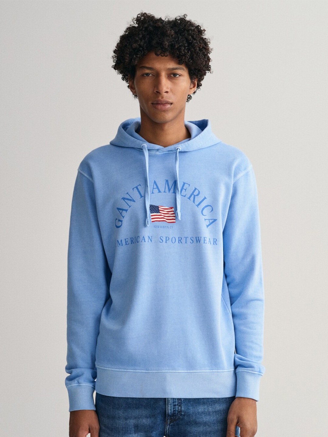 

GANT Men Printed Cotton Hooded Sweatshirt, Blue