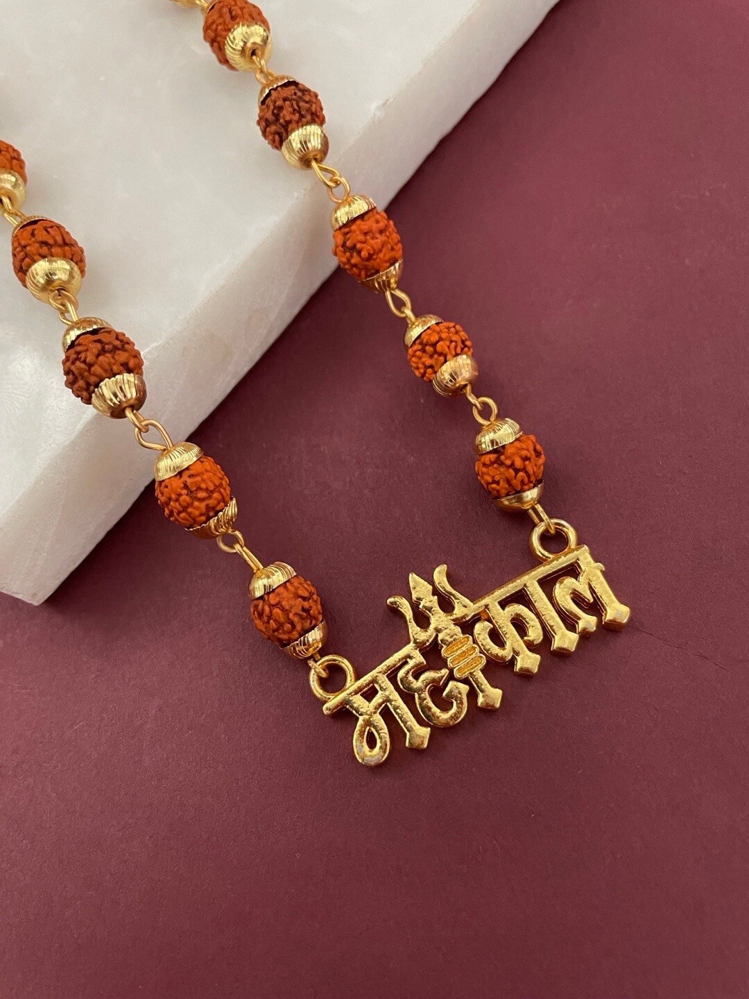 

Digital Dress Room Men Gold-Plated Rudraksha Chain