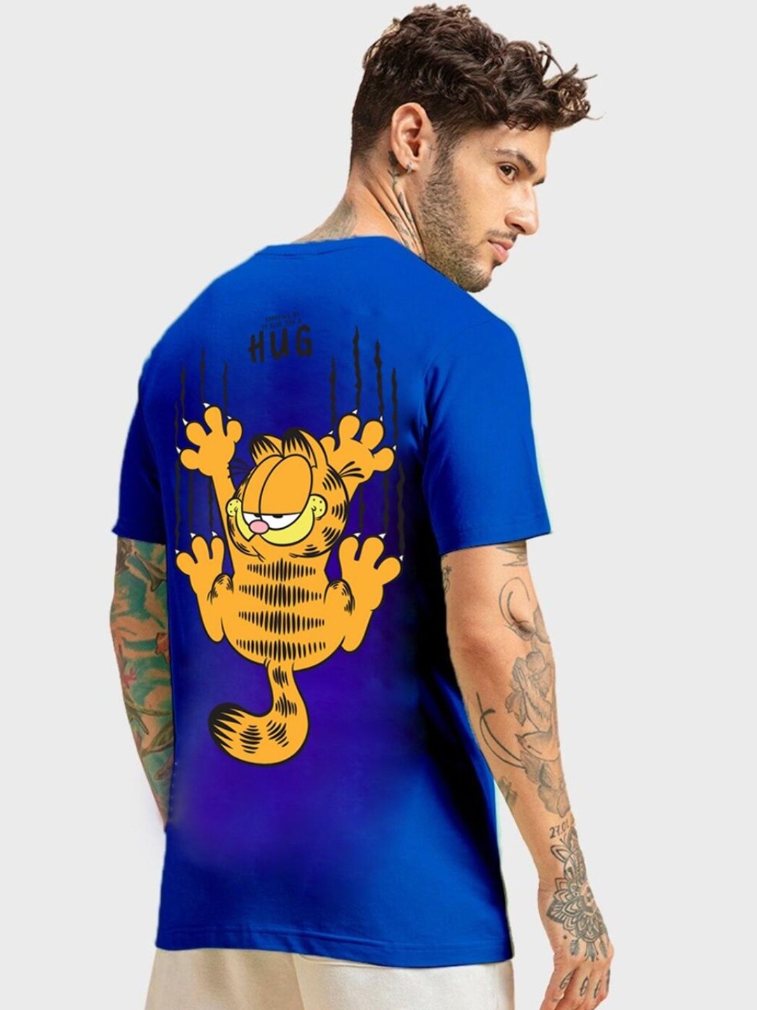 

Bewakoof X The Garfield Printed Round Neck Cotton T-Shirt, Blue