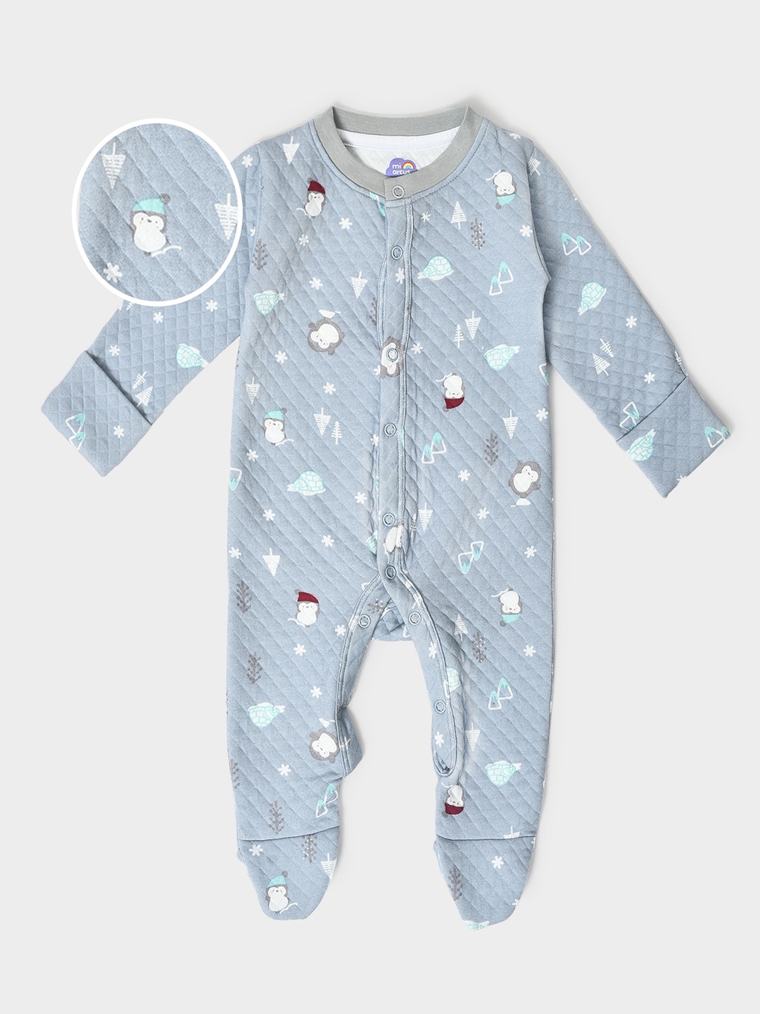 

MiArcus Infants Printed Full Sleeve Sleepsuit, Blue