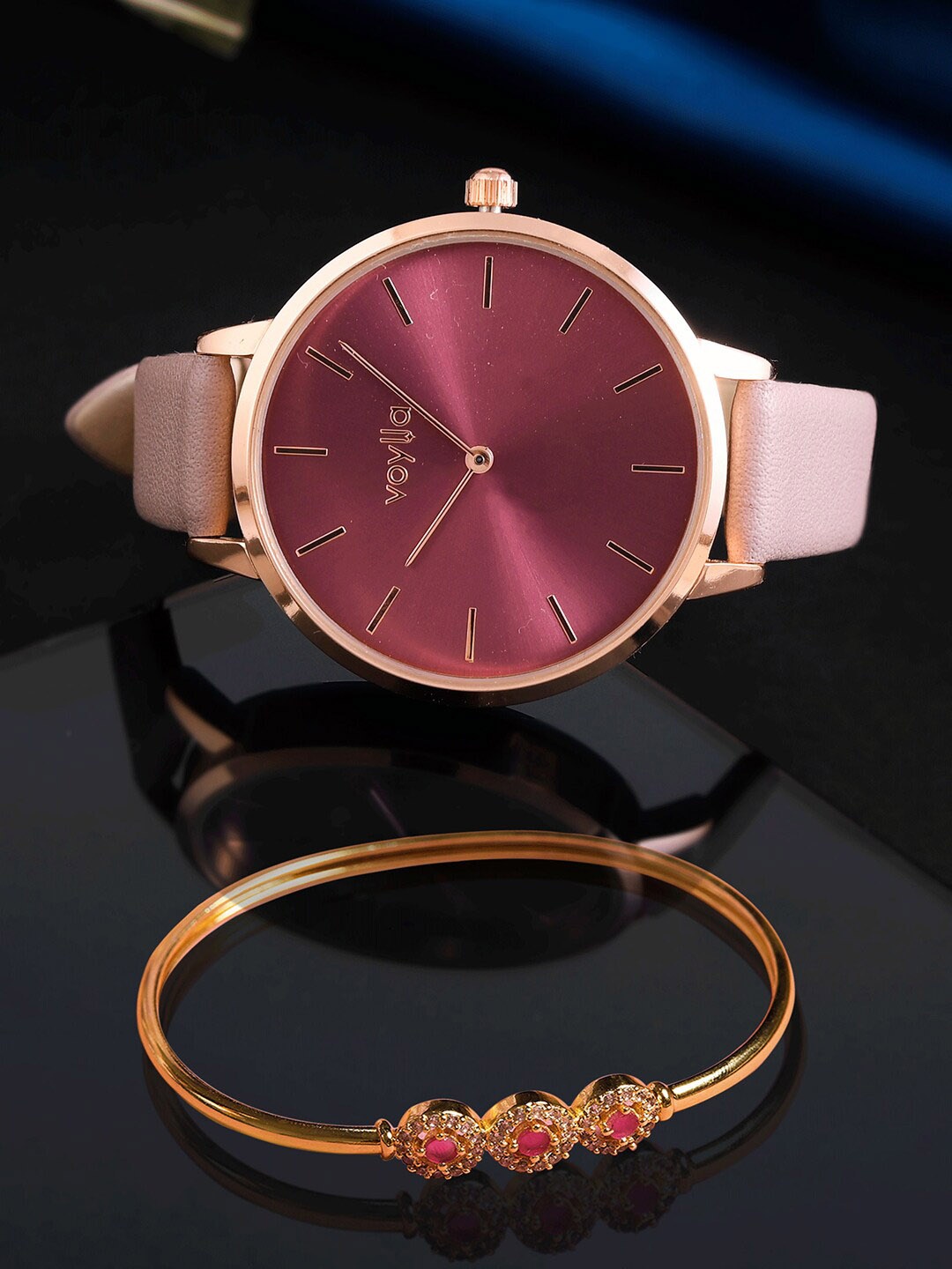 

Voylla Women Watch with Bracelet Gift Set 8905124498615, Pink