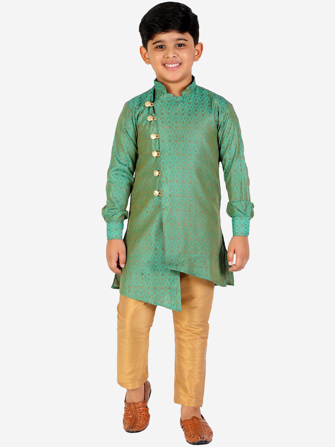 

Pro-Ethic STYLE DEVELOPER Boys Ethnic Motifs Woven Design Kurta with Pyjamas, Green