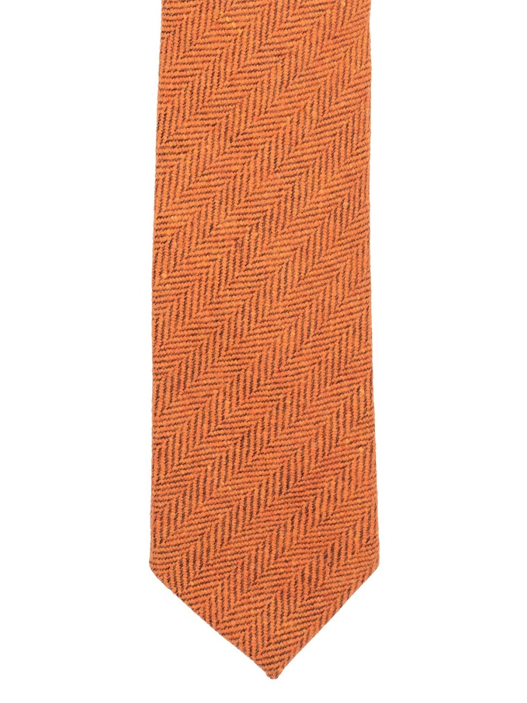 

The Tie Hub Men Woven Design Woolen Skinny Tie, Orange