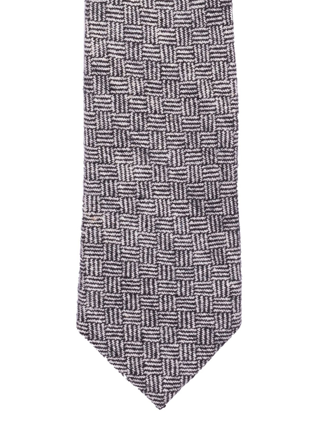 

The Tie Hub Men Woven Design Woolen Skinny Tie, Black