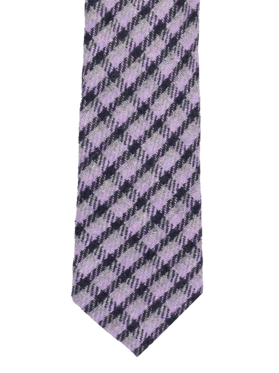 

The Tie Hub Men Checked Woolen Skinny Tie, Purple