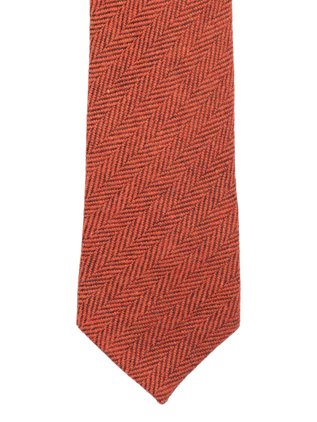 

The Tie Hub Men Woven Design Woolen Skinny Tie, Orange