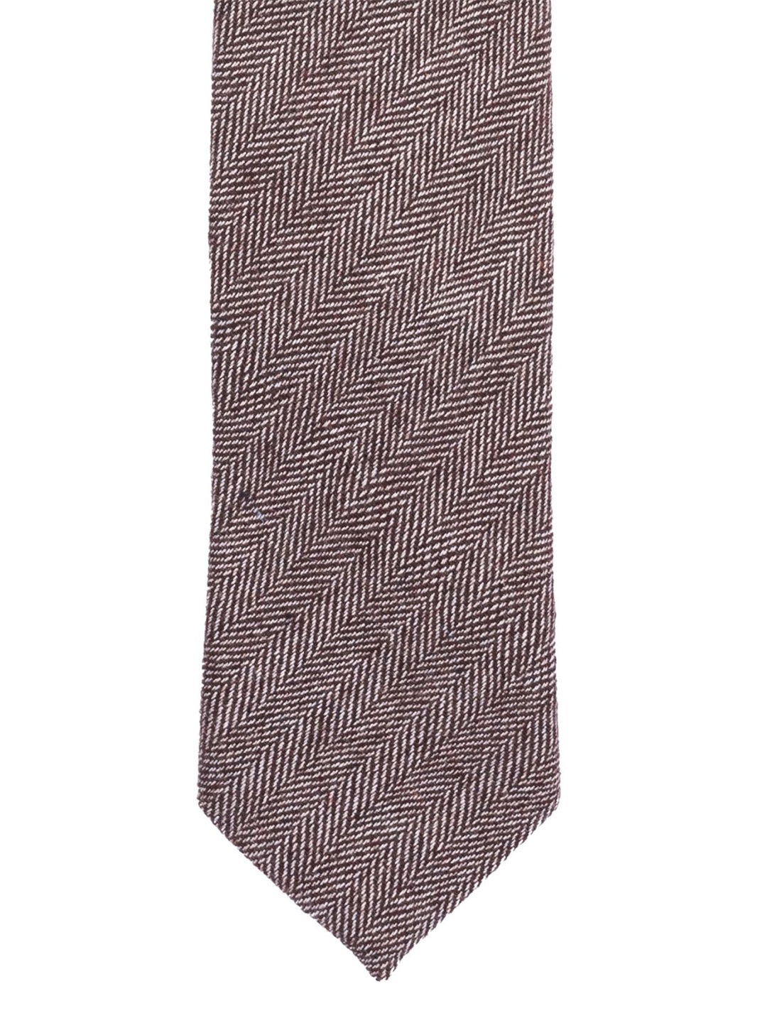 

The Tie Hub Men Woven Design Woolen Skinny Tie, Brown