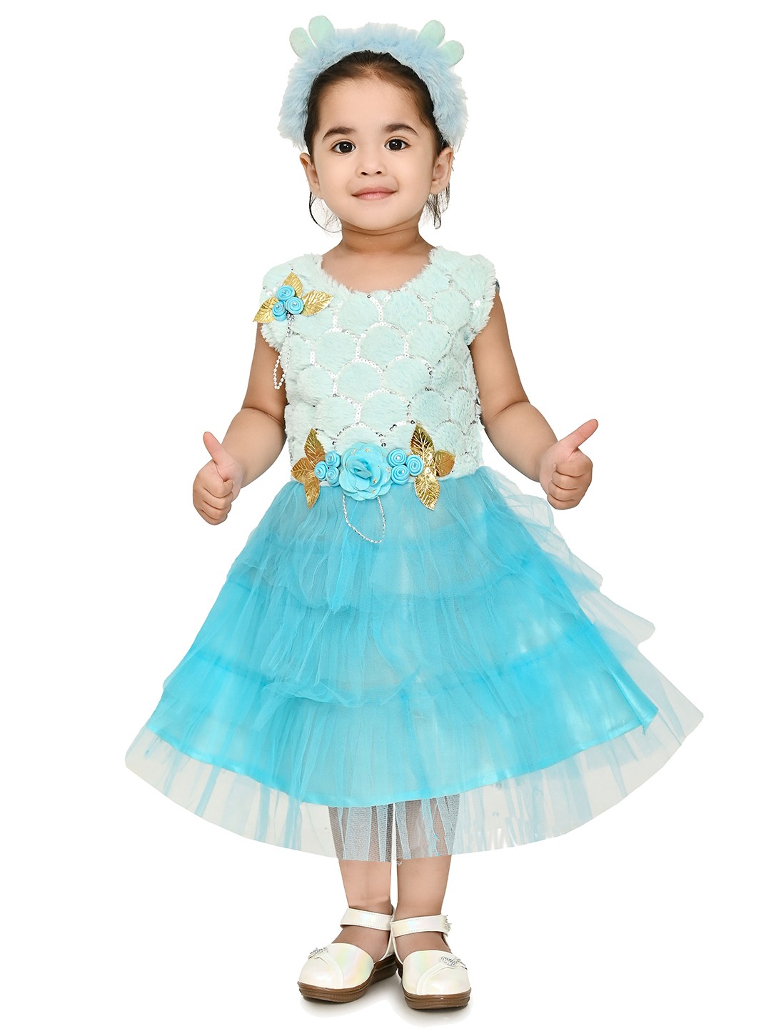 

carrydreams Girls Net Fit & Flare Dress, Sea green