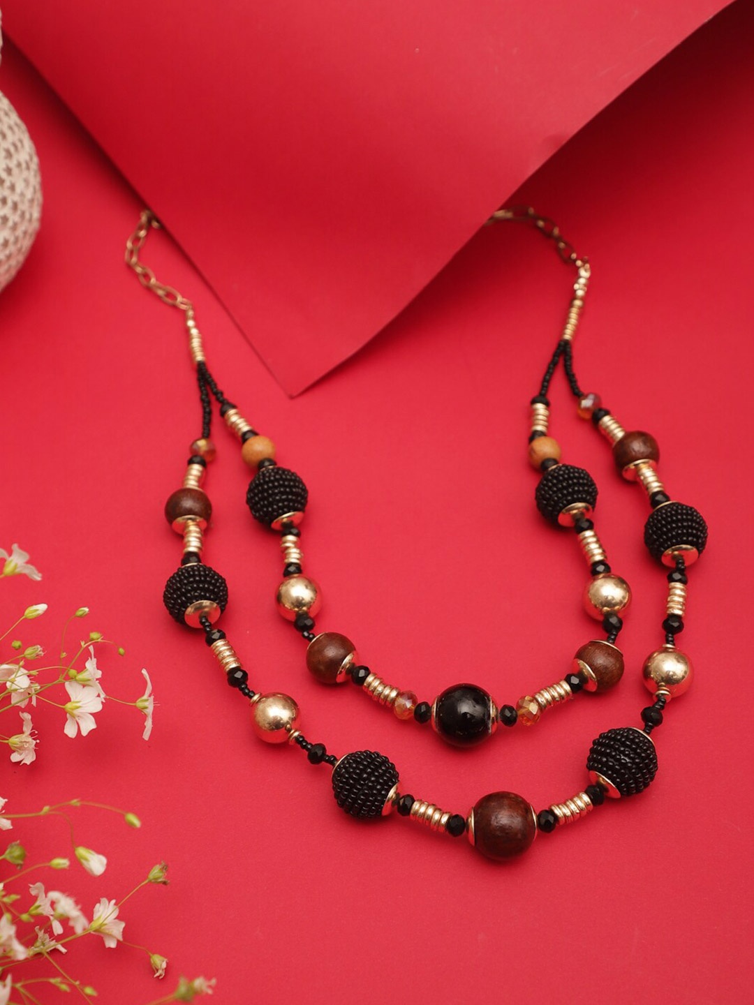 

Madame Rose Gold-Plated Necklace, Black