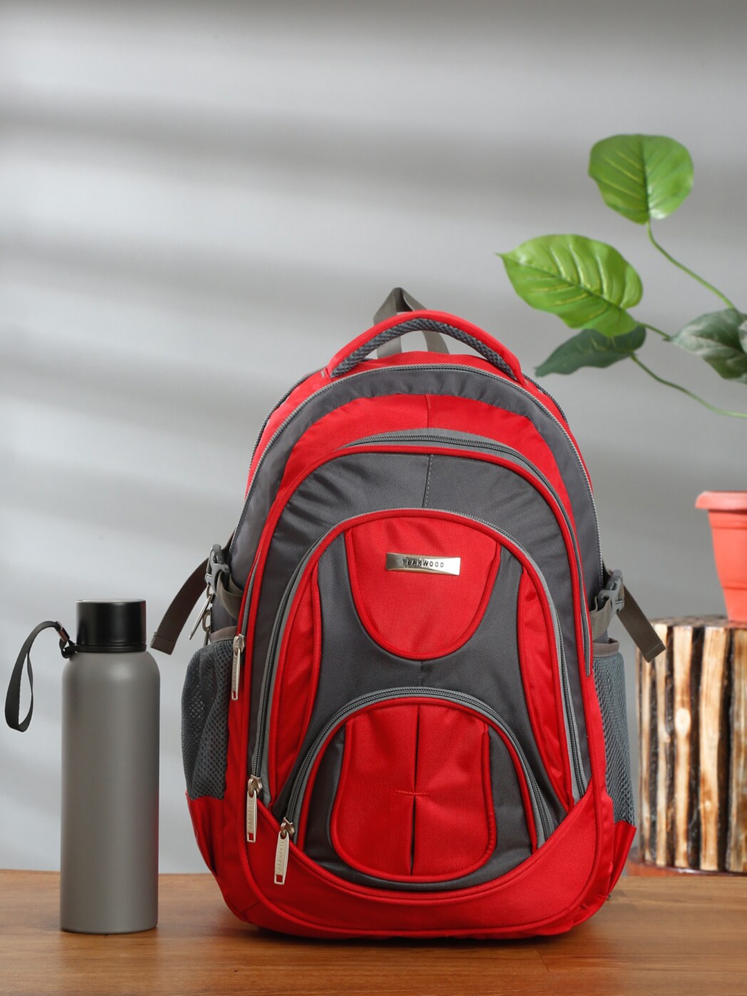 

Teakwood Leathers Water Resistant Laptop Backpack With Compression Straps, Red