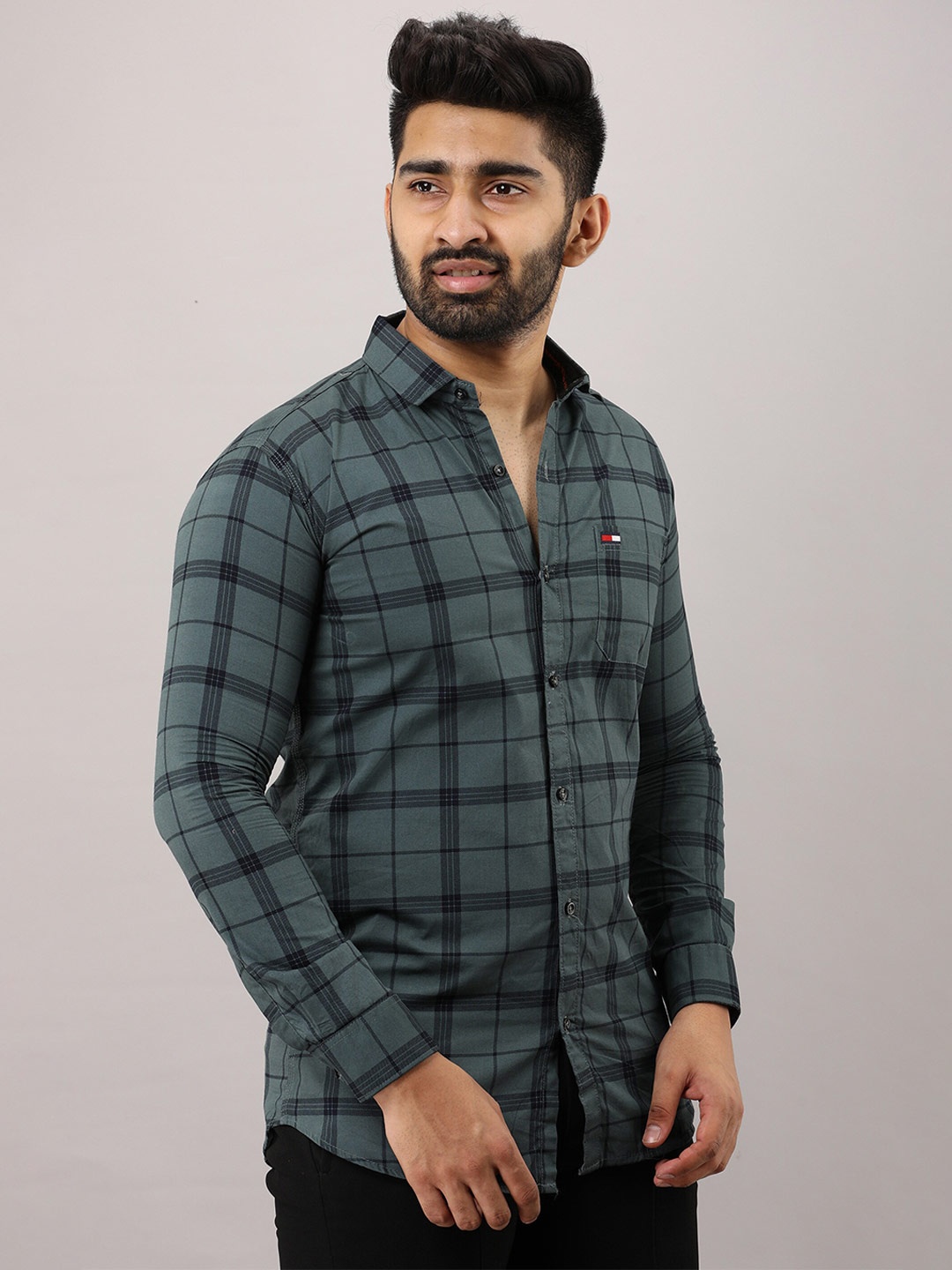 

SURHI Smart Windowpane Checked Casual Shirt, Grey