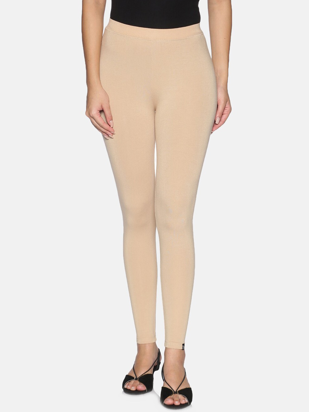 

TWIN BIRDS Women Solid Super Stretch Viscose Ankle Length Leggings, Beige