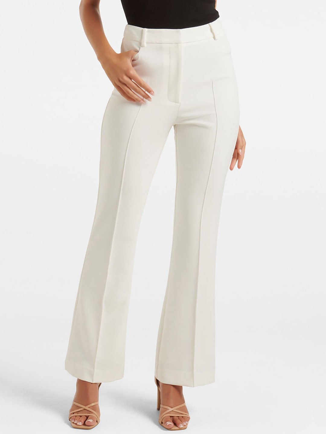 

Forever New Women High-Rise Bootcut Trousers, White