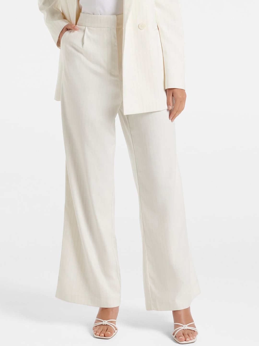 

Forever New Women High-Rise Parallel Trousers, White