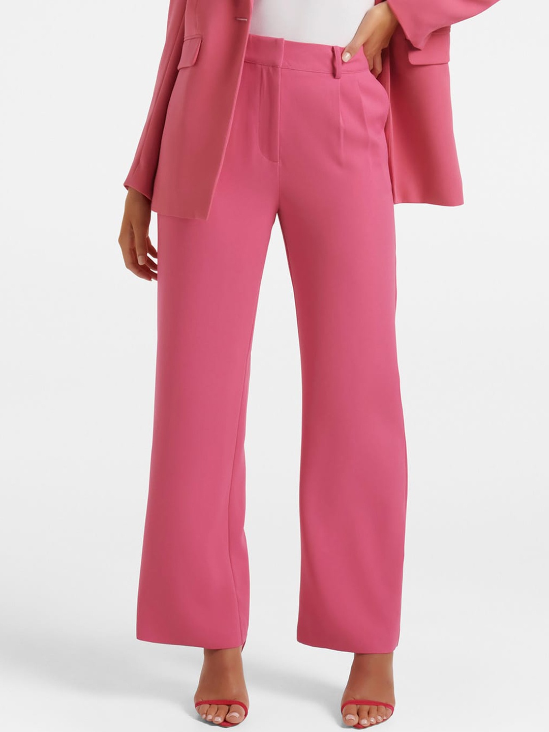 

Forever New Women High-Rise Parallel Trousers, Pink