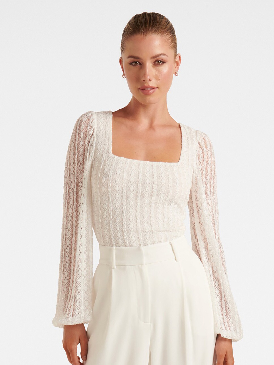 

Forever New Square Neck Regular Top, White