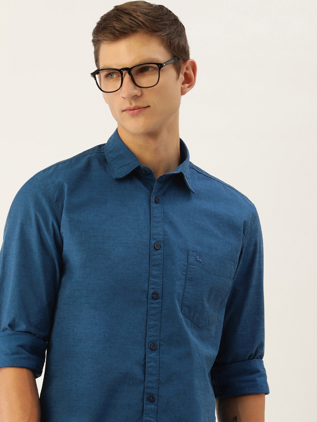 

Parx Solid Slim Fit Pure Cotton Casual Shirt, Blue