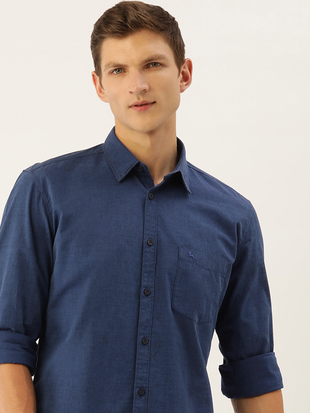 

Parx Slim Fit Pure Cotton Casual Shirt, Navy blue