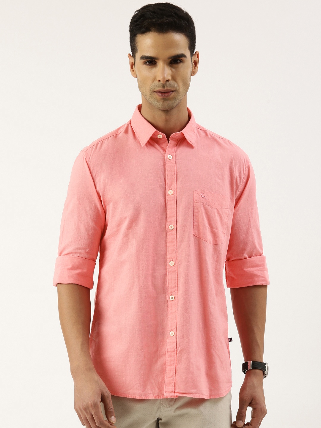 

Parx Pure Cotton Slim Fit Casual Shirt, Pink