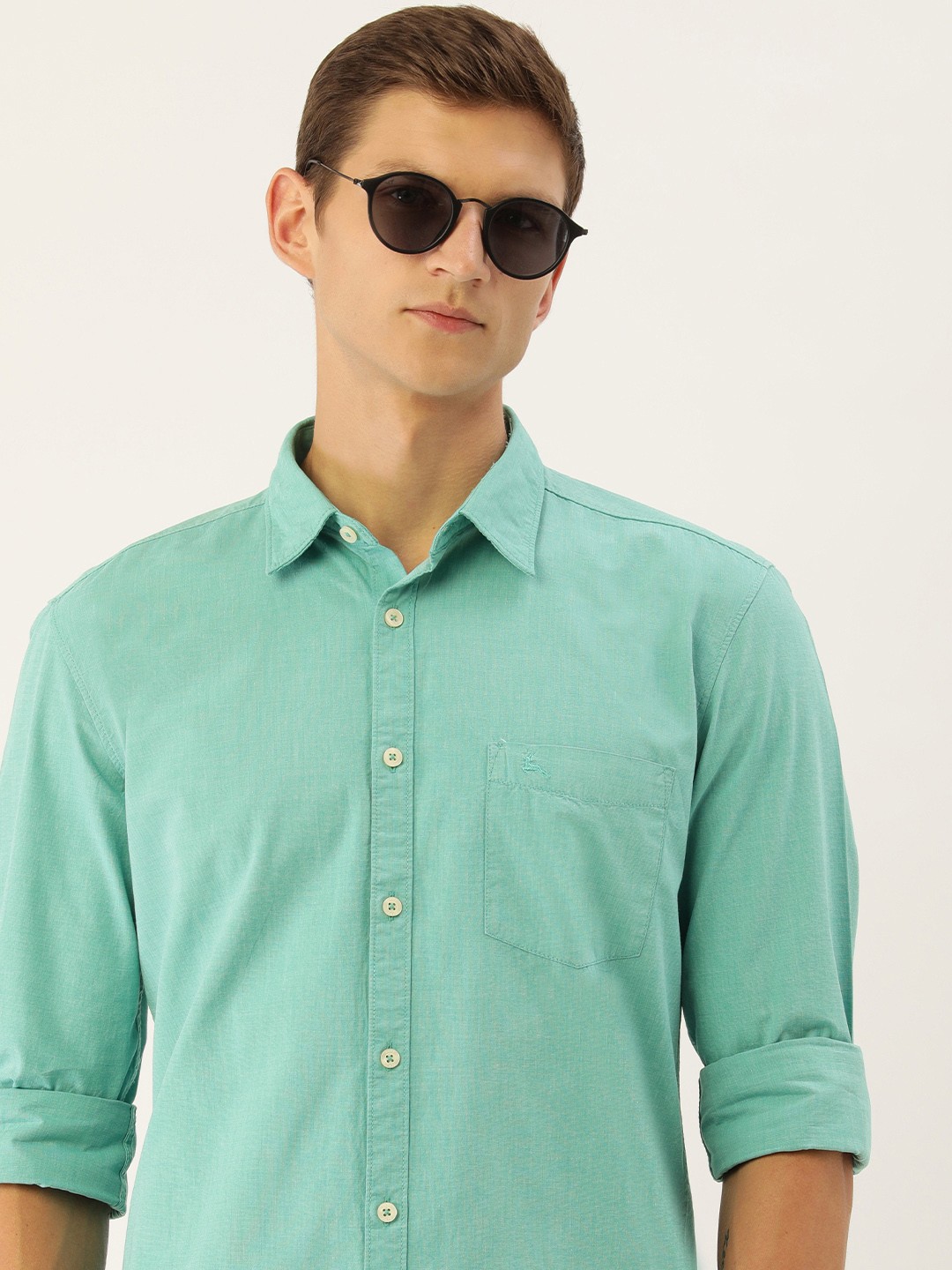 

Parx Slim Fit Pure Cotton Casual Shirt, Green