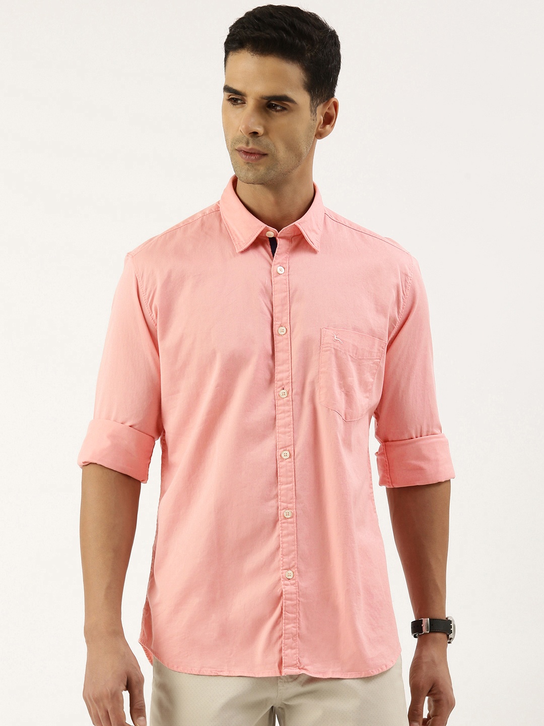 

Parx Pure Cotton Slim Fit Casual Shirt, Pink