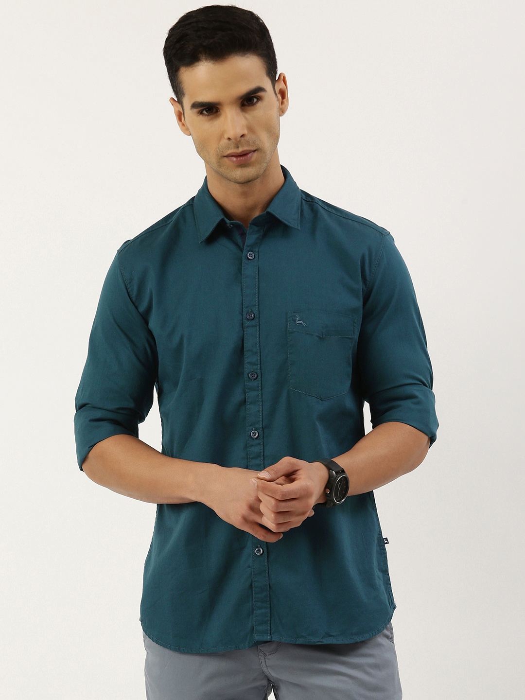 

Parx Slim Fit Pure Cotton Casual Shirt, Blue