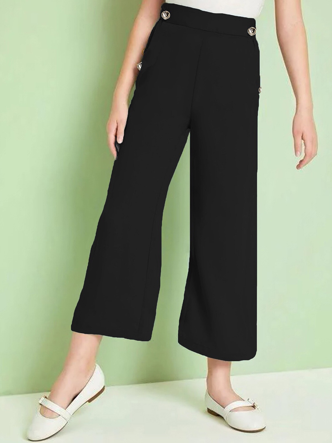 

ADDYVERO Girls Relaxed High-Rise Parallel Trousers, Black