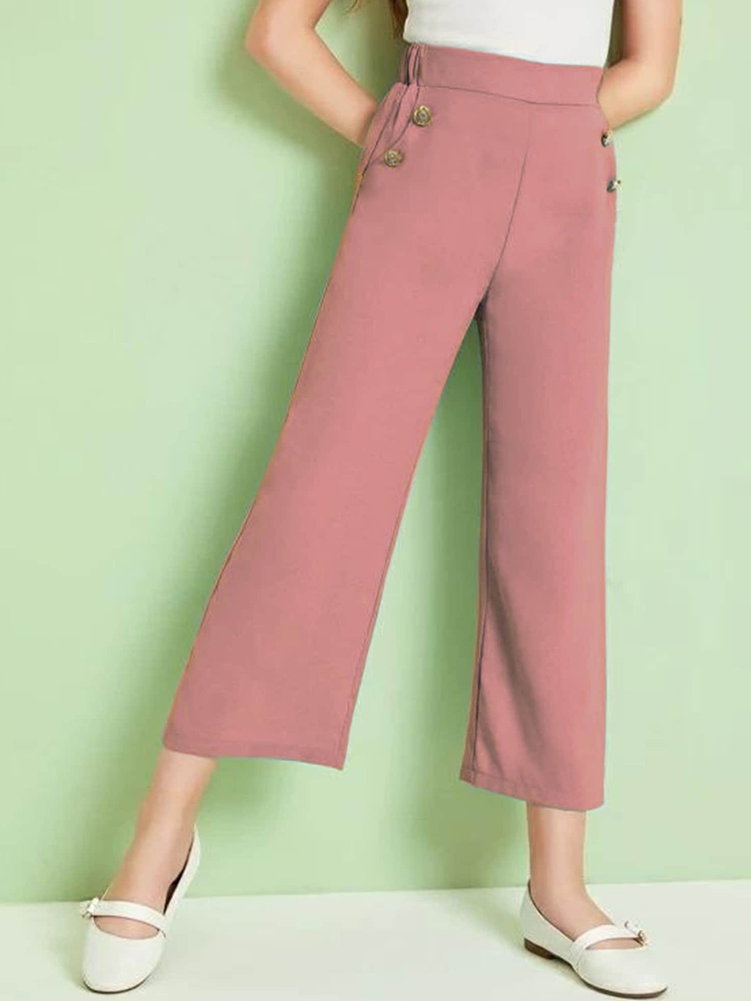 

ADDYVERO Girls Relaxed High-Rise Parallel Trousers, Pink