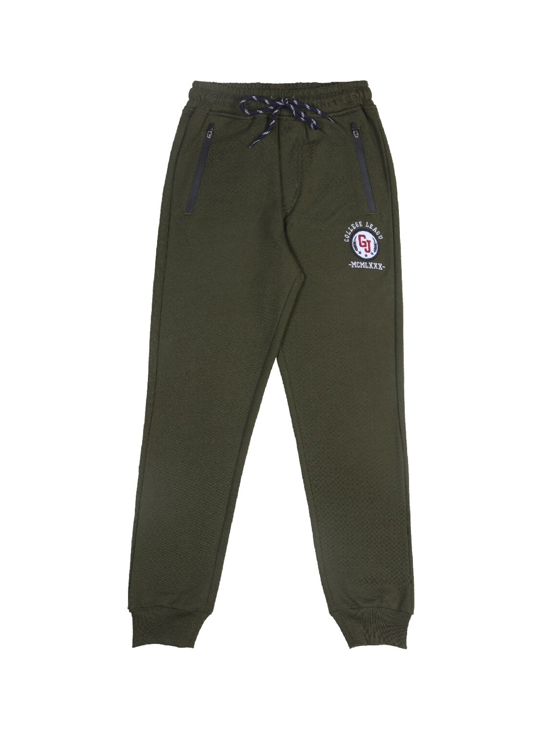 

Gini and Jony Boys Mid Rise Cotton Joggers, Olive