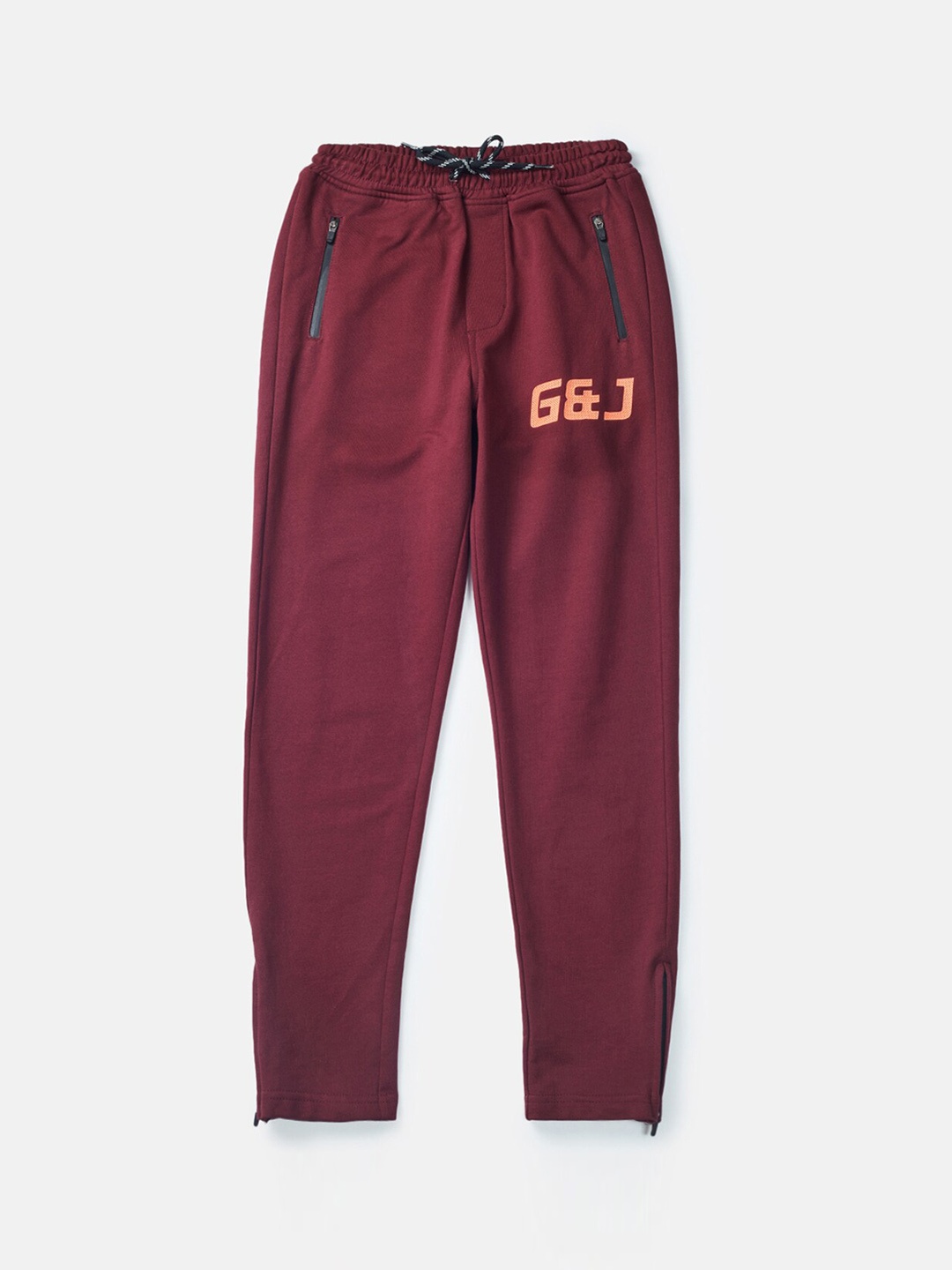 

Gini and Jony Boys Mid Rise Cotton Track Pants, Maroon