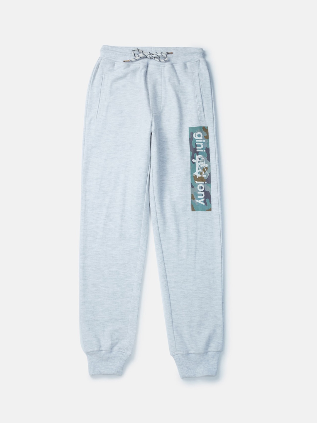 

Gini and Jony Boys Mid Rise Cotton Joggers, Grey