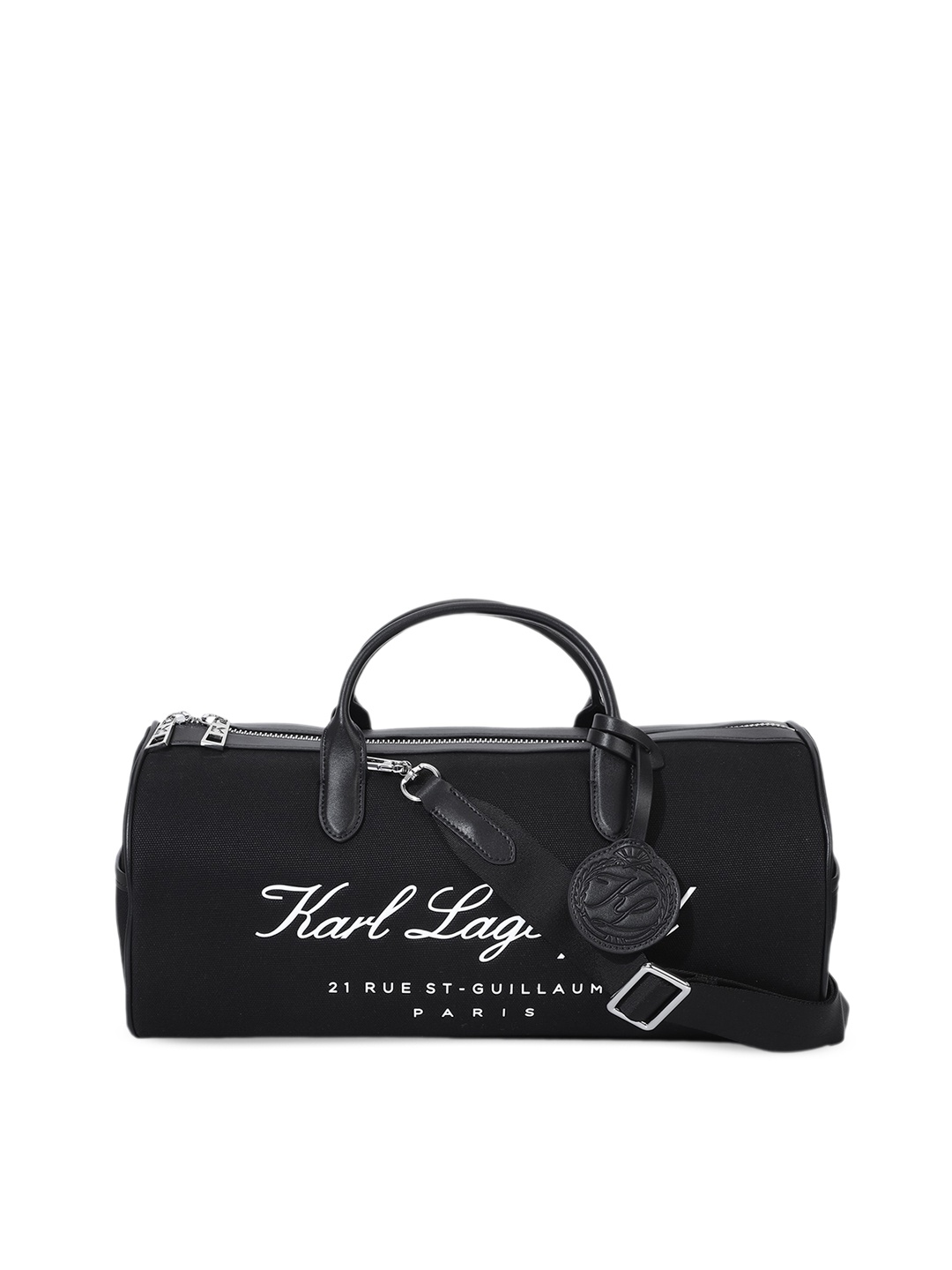 

Karl Lagerfeld Typography Printed Duffel bag, Black