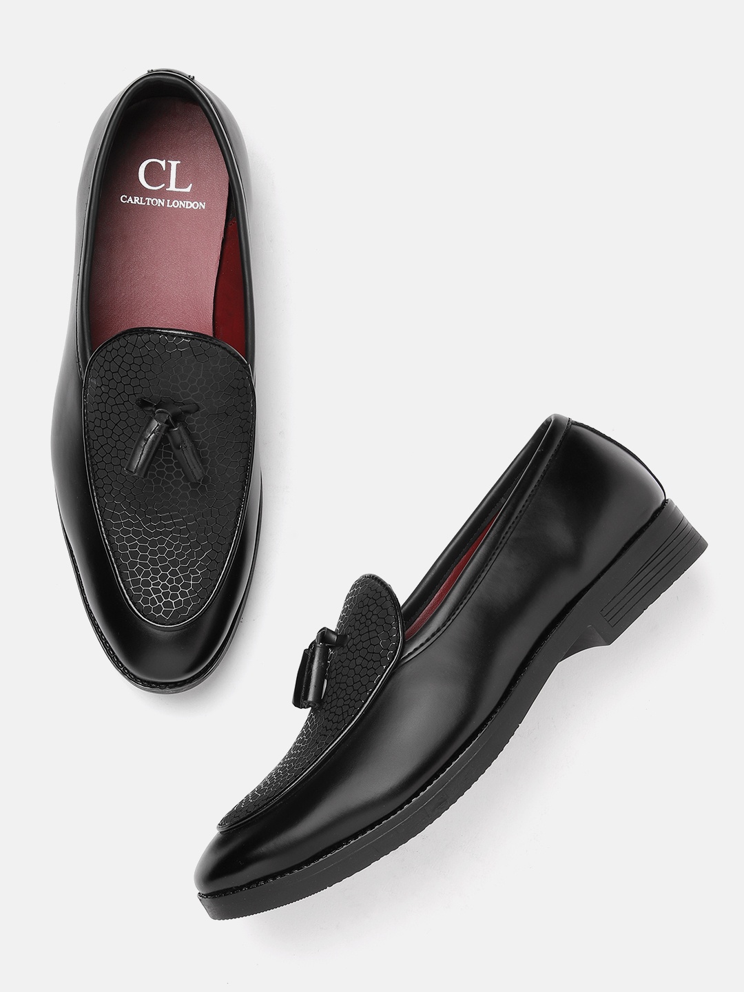 

Carlton London Men Textured Formal Tassel Loafers, Black