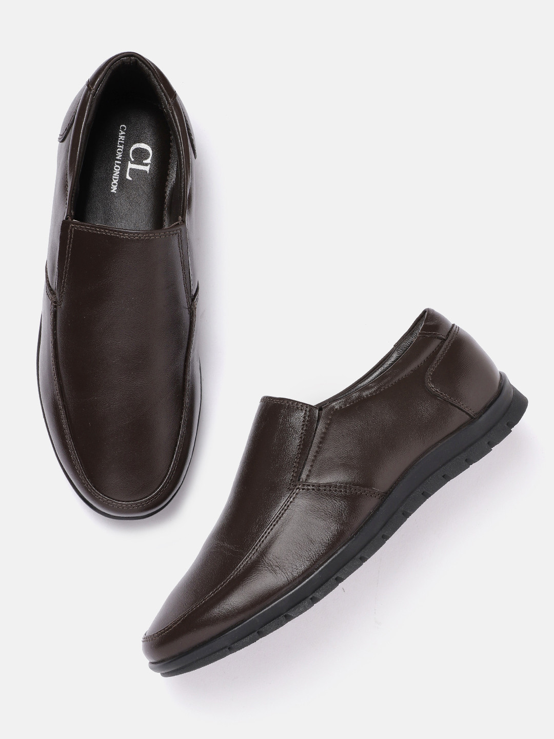 

Carlton London Men Smart Casual Slip-On Shoes, Coffee brown
