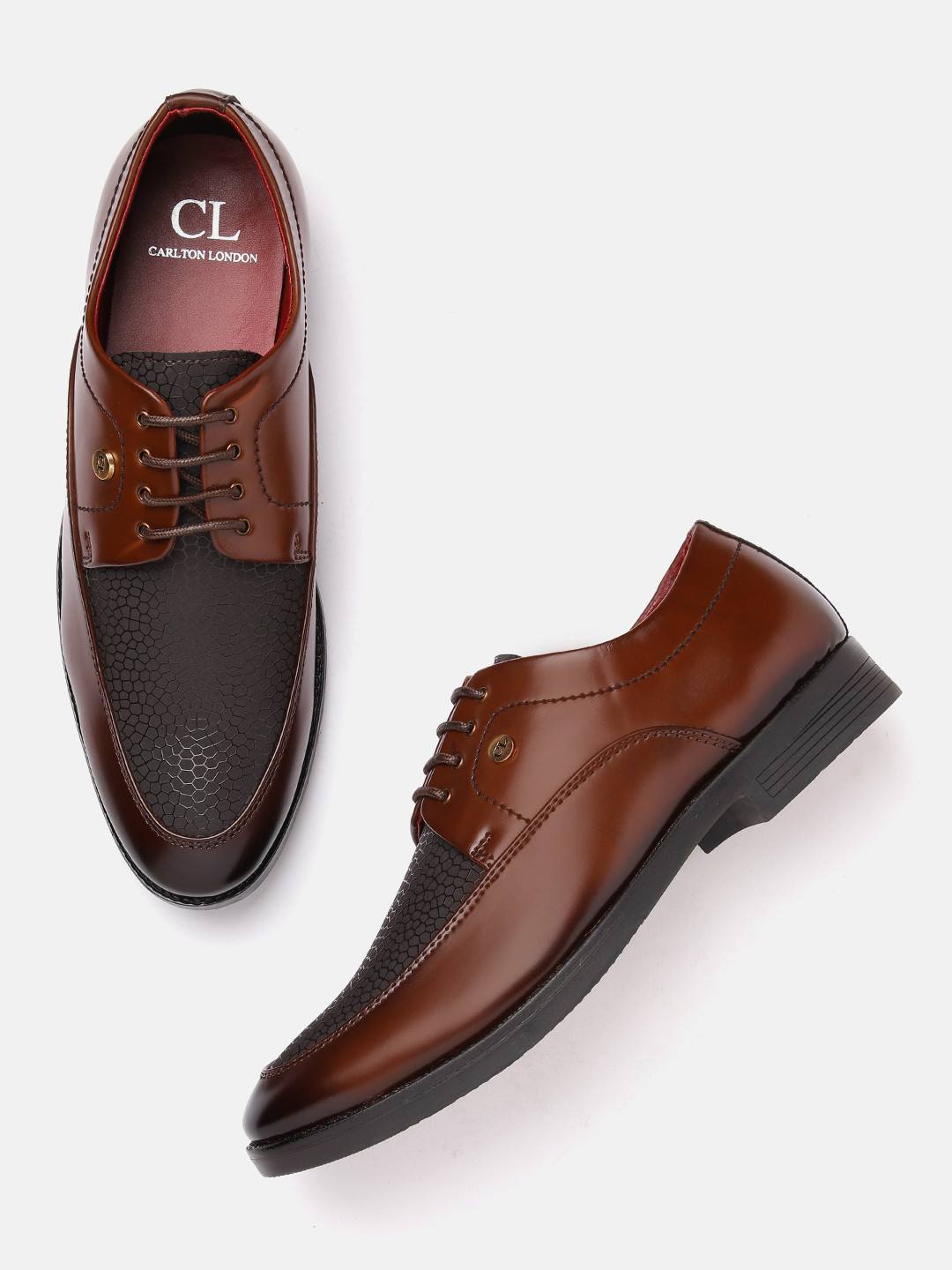 

Carlton London Men Textured Formal Derbys, Brown