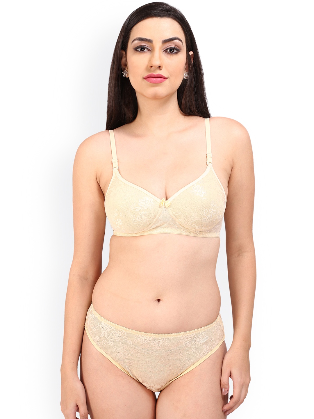 

Bralux Women Beige Lace Padded Lingerie Set